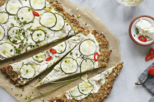 <p>Zucchini Cheese Pizza </p>
 Image